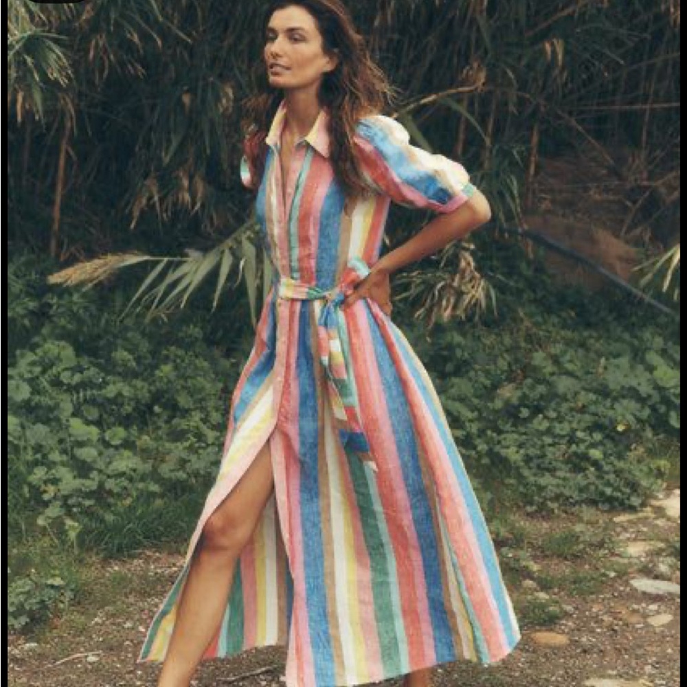 NWT Boden 2025 Striped Linen Multicolor Maxi Dress